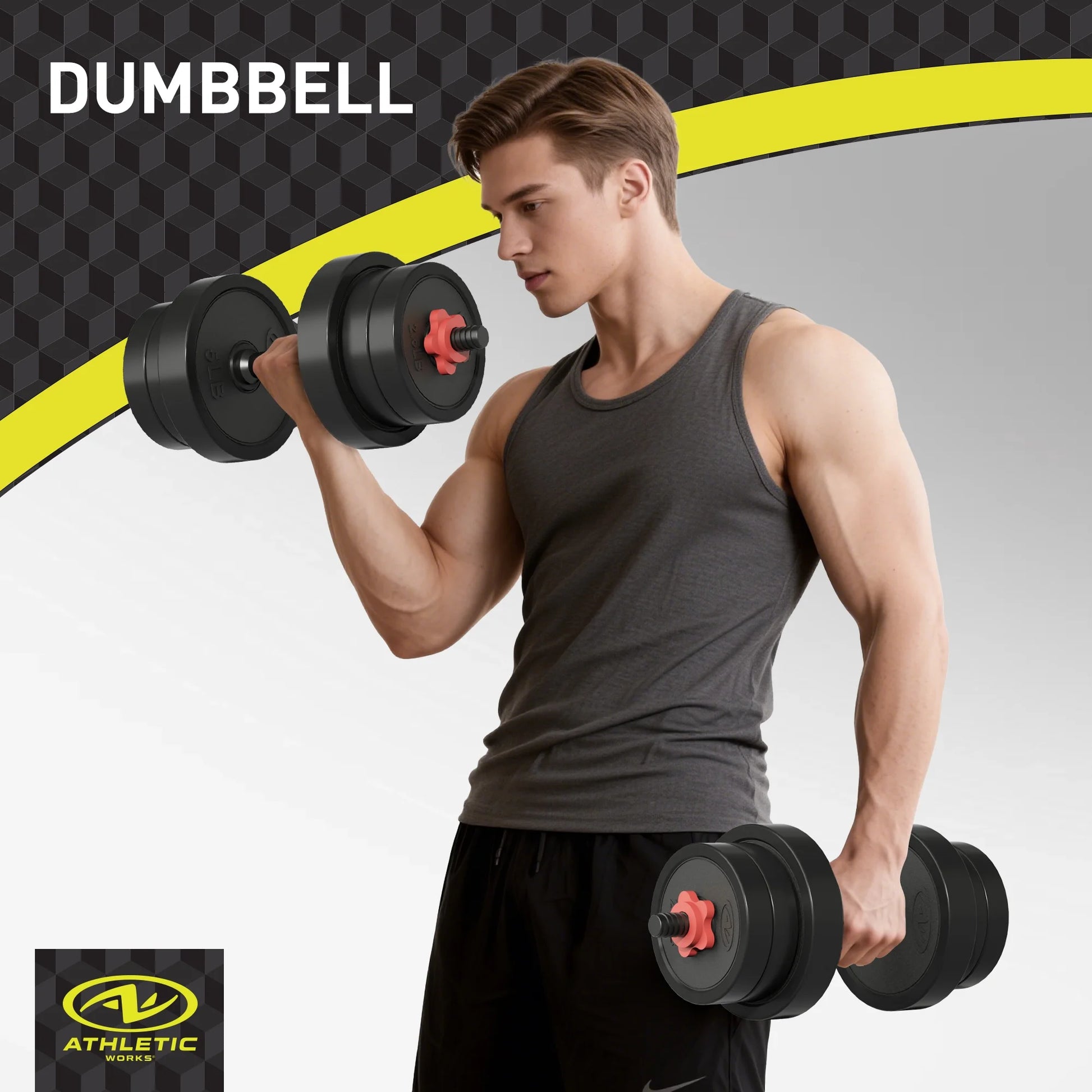 Juego De Mancuernas Ajustables 5 En 1 De 40 Lb, Ejercicios De Fitness Para Gimnasio En Casa, Negro, Orificios De 1 Pulgada Se Ajustan a Barra De Tamaño Estándar