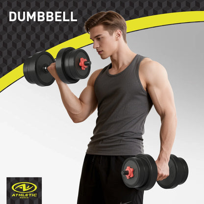 Juego De Mancuernas Ajustables 5 En 1 De 40 Lb, Ejercicios De Fitness Para Gimnasio En Casa, Negro, Orificios De 1 Pulgada Se Ajustan a Barra De Tamaño Estándar