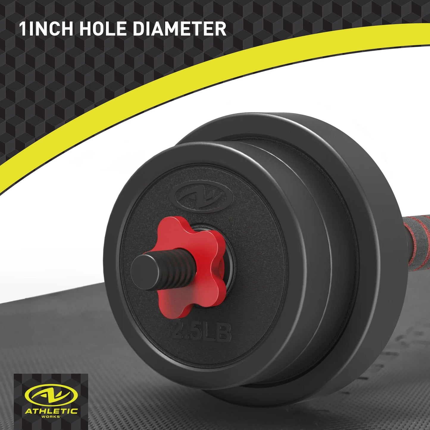 Juego De Mancuernas Ajustables 5 En 1 De 40 Lb, Ejercicios De Fitness Para Gimnasio En Casa, Negro, Orificios De 1 Pulgada Se Ajustan a Barra De Tamaño Estándar