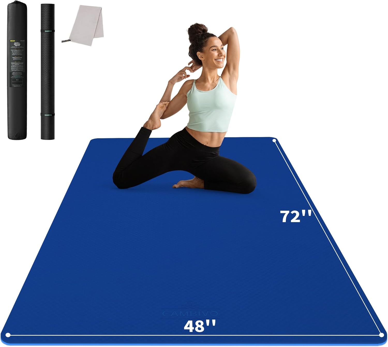 Large Yoga Mat (6'X 4'), Extra Wide Workout Mat for Men and Women, 1/3 &1/4 Thick Exercise Fitness TPE Mat for Home Gym, Yoga, Pilates, Workout