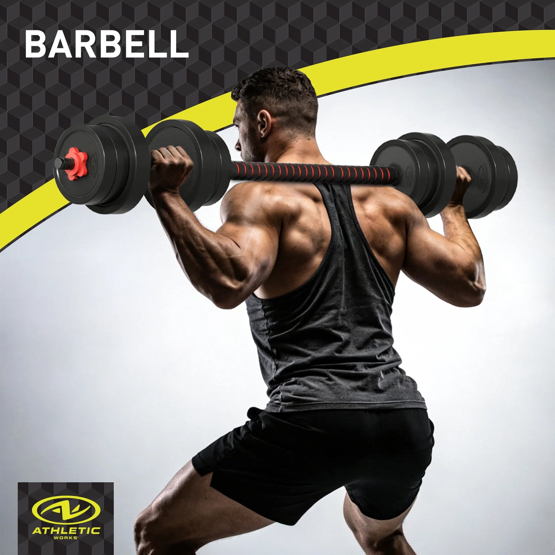Juego De Mancuernas Ajustables 5 En 1 De 40 Lb, Ejercicios De Fitness Para Gimnasio En Casa, Negro, Orificios De 1 Pulgada Se Ajustan a Barra De Tamaño Estándar