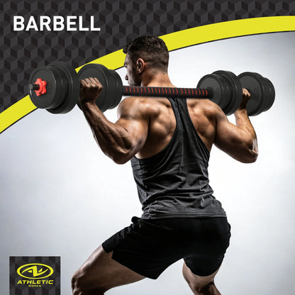 Juego De Mancuernas Ajustables 5 En 1 De 40 Lb, Ejercicios De Fitness Para Gimnasio En Casa, Negro, Orificios De 1 Pulgada Se Ajustan a Barra De Tamaño Estándar